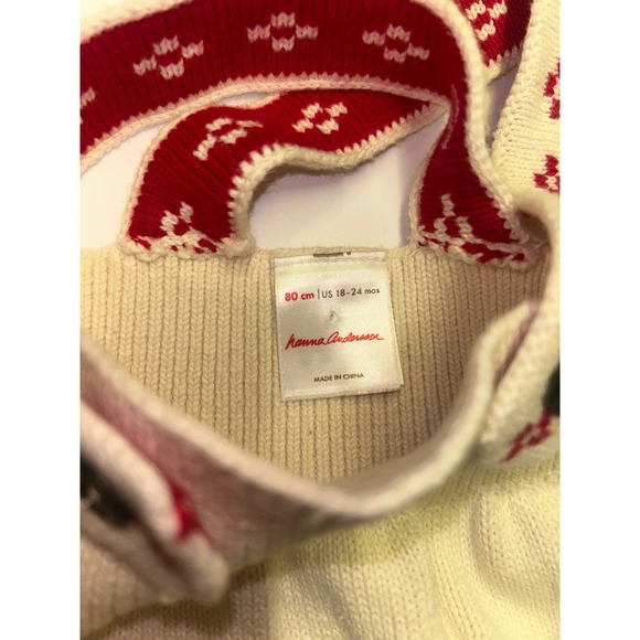 Hanna Andersson Cream Reindeer Christmas Sweater Dress Baby 18 24 Months - Picture 7 of 10